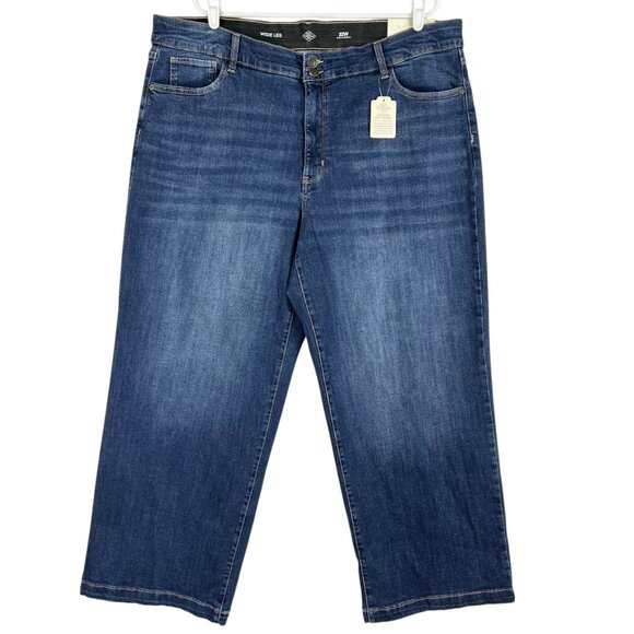 St. John's Bay Women Wide Leg High Rise Stretch Blue Denim Jeans Plus 22W NWT - Picture 1 of 11
